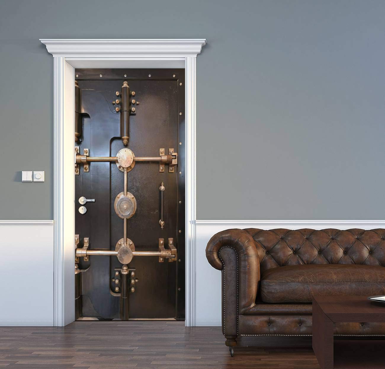 AceChic 3D Metal Door Sticker - Antique Bank Vault Door Decal